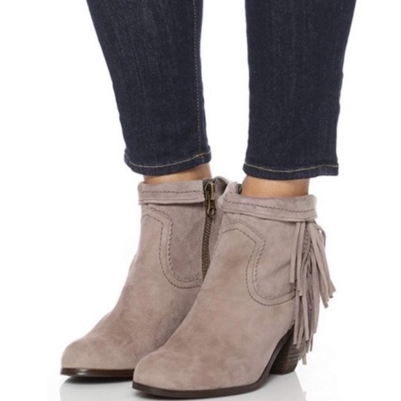 Sam Edelman Shoes - Sam Edelman Brown/Tan Louie Fringed Boho Bootie 7